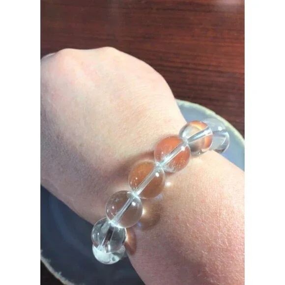 Big and Bold Clear Quartz Beaded Bracelet - 14mm - Stretches - Picture 3 of 3